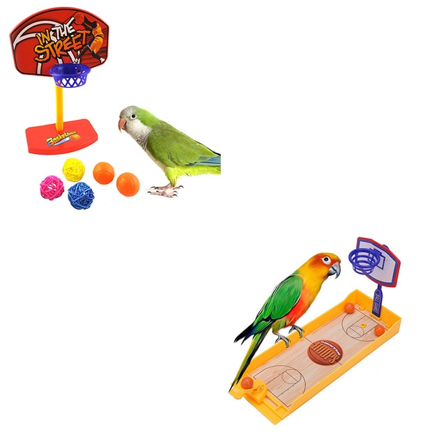 Juguete de bolas y canasta para pájaros