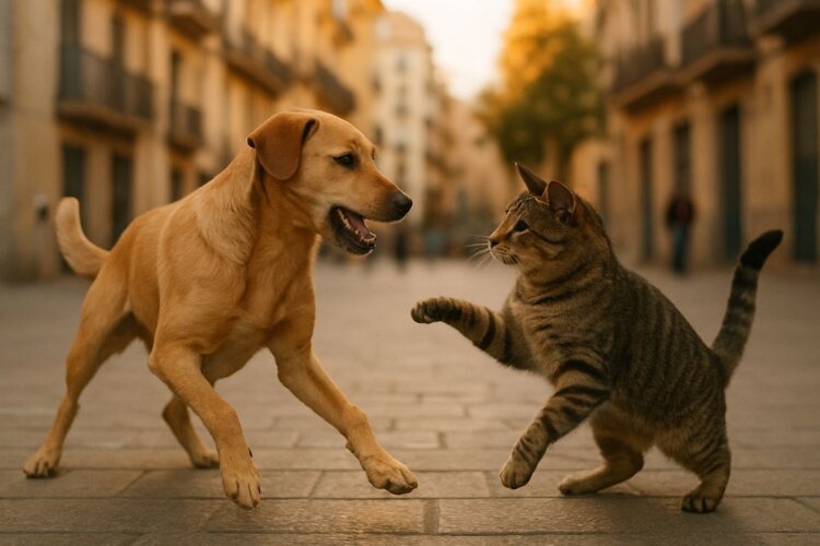 Fotografía editorial sobre El juego en perros y gatos (yam)
